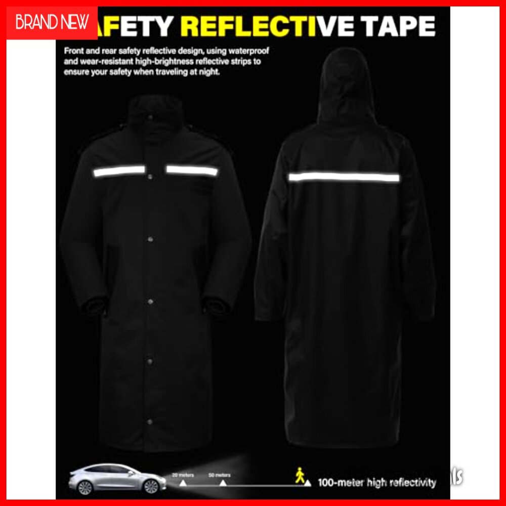 Waterproof Long Rain Jacket Lightweight Packable … - image 3